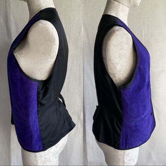 DVF Vintage 70s Suede Leather Vest Top Blue Purple - Picture 8 of 8